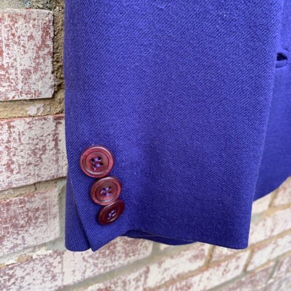 Jos. A Bank Purple 100% Wool 1 Button Blazer W/ Shoulder Pads Size 8 - Picture 4 of 11